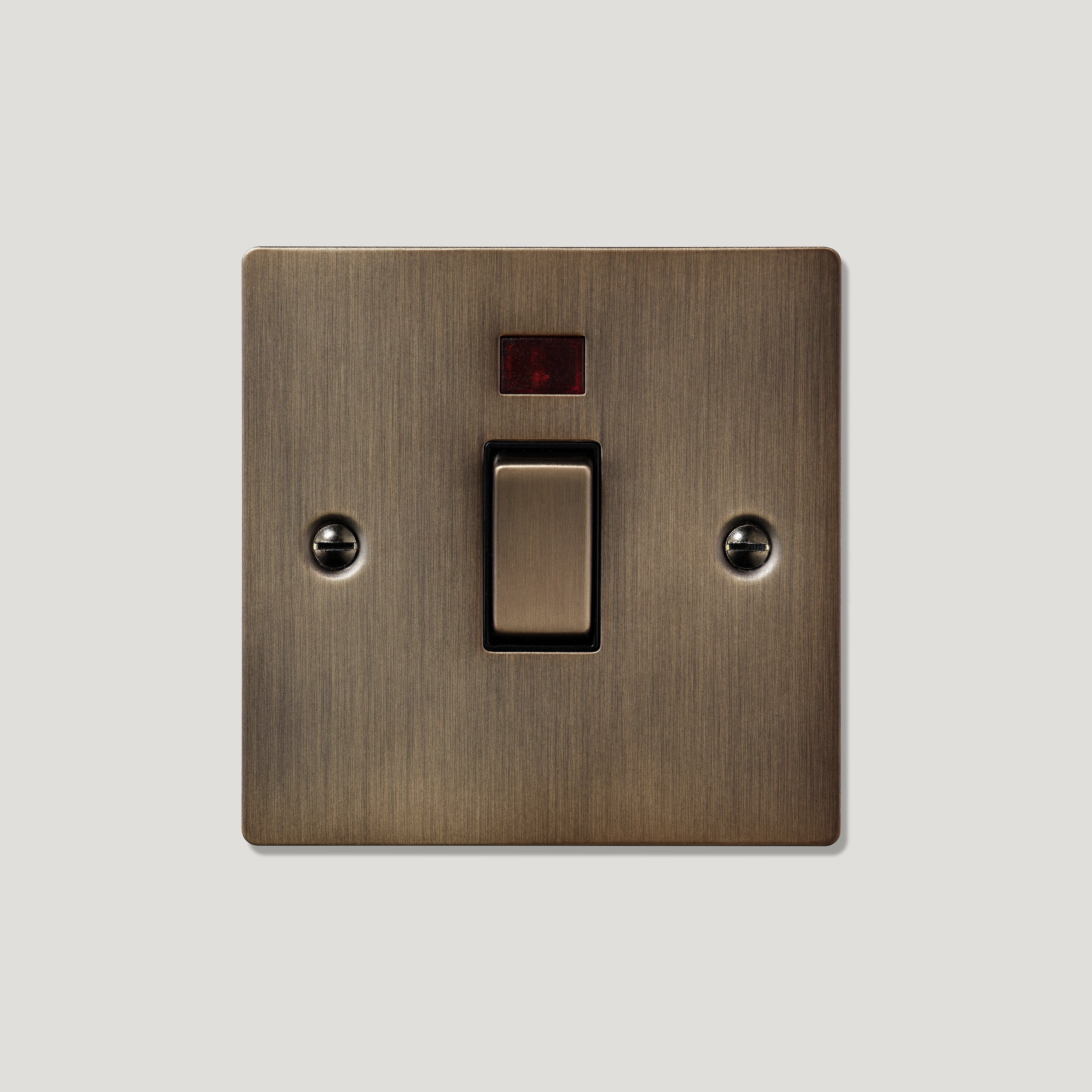 Plank Hardware Electric 20A Double Pole Switch with Neon Indicator - Antique Brass
