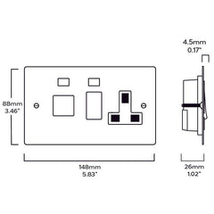 Plank Hardware Electric 45A Cooker Switch with 13A Switched Socket - Antique Brass