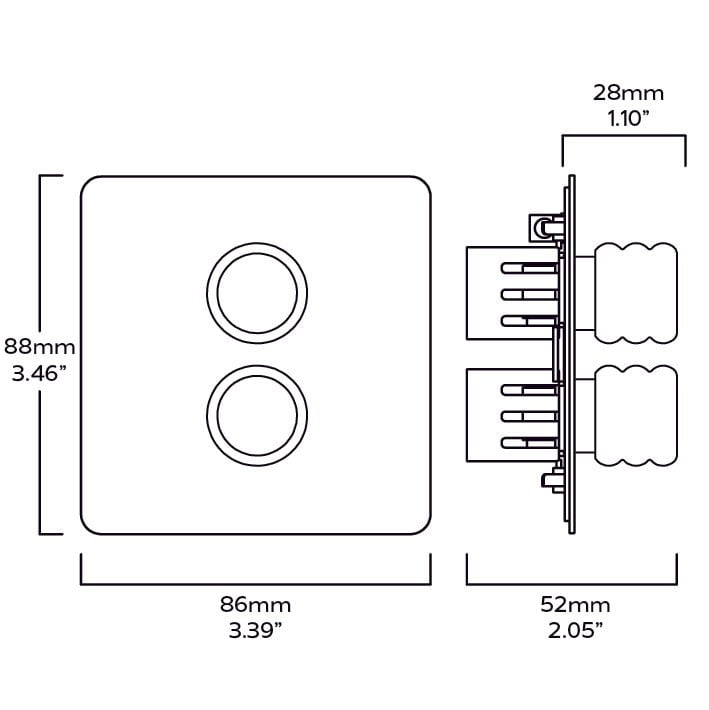 Plank Hardware Electric ALVA 2G Dimmer Switch - Brass