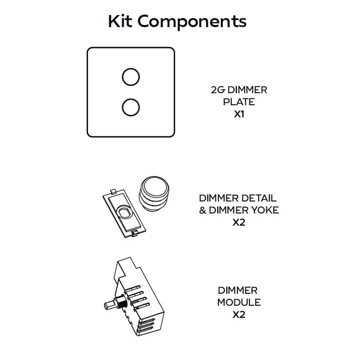 Plank Hardware Electric ALVA 2G Dimmer Switch - Brass