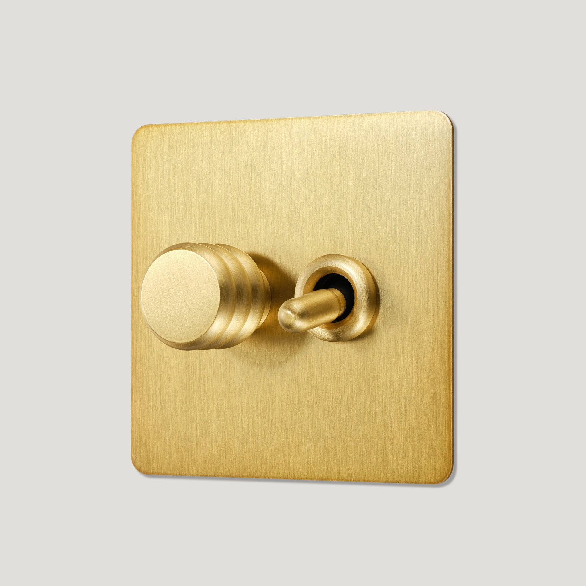 Plank Hardware Electric ALVA 2G Mixed Switch 1 Toggle / 1 Dimmer - Brass