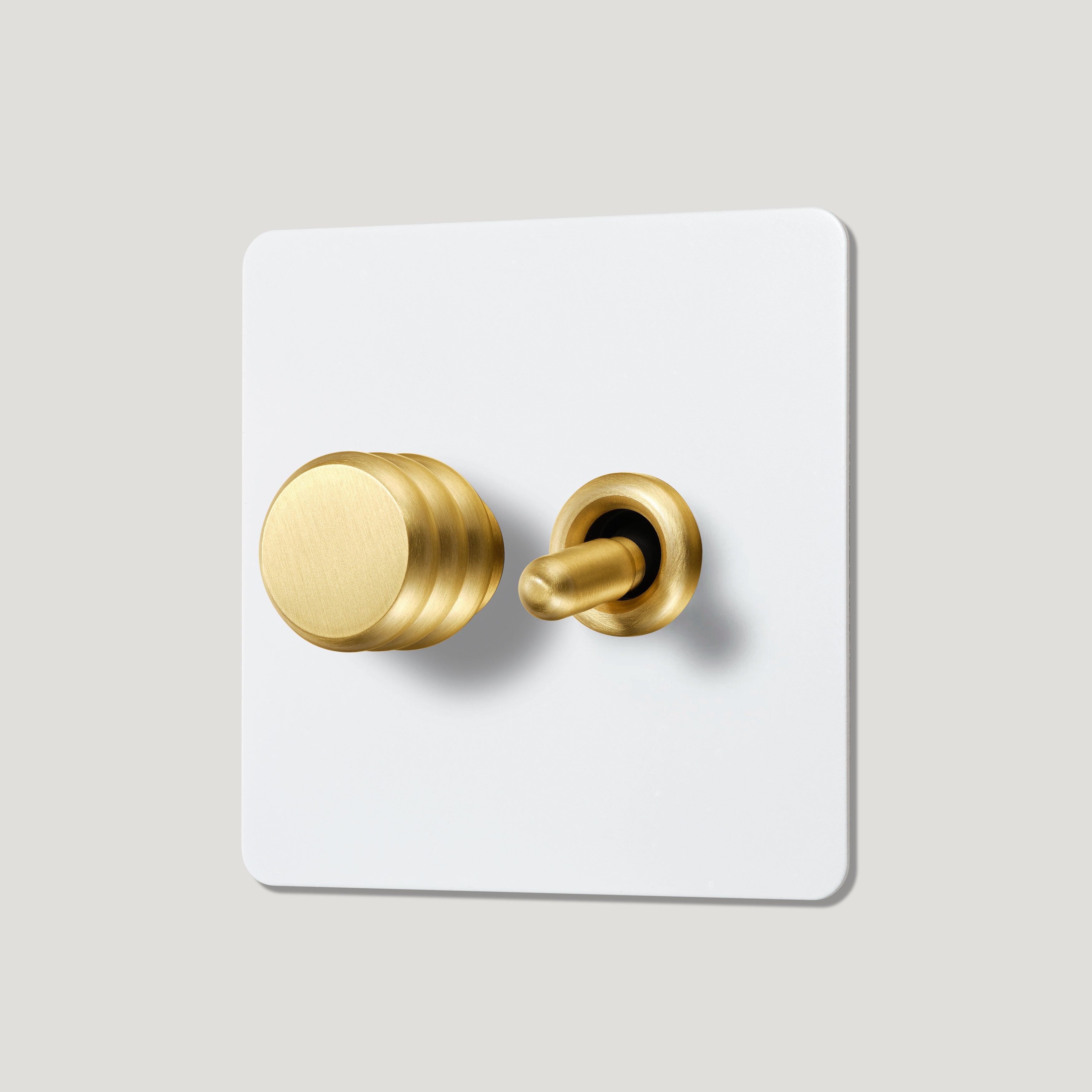 Plank Hardware Electric ALVA 2G Paintable Mixed Switch 1Toggle/ 1Dimmer - Brass
