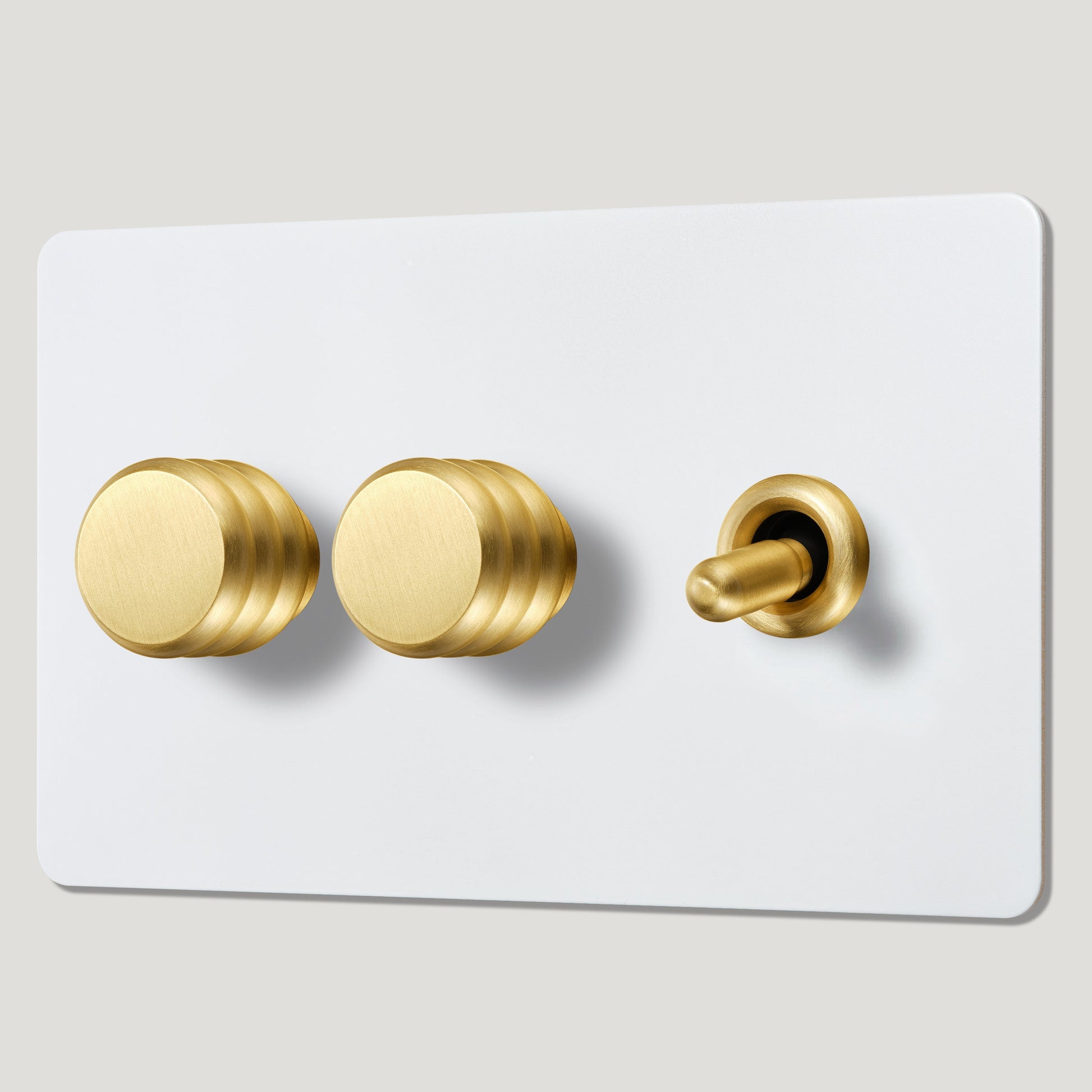 Plank Hardware Electric ALVA 3G Paintable Mixed Switch 1Toggle/ 2Dimmer - Brass