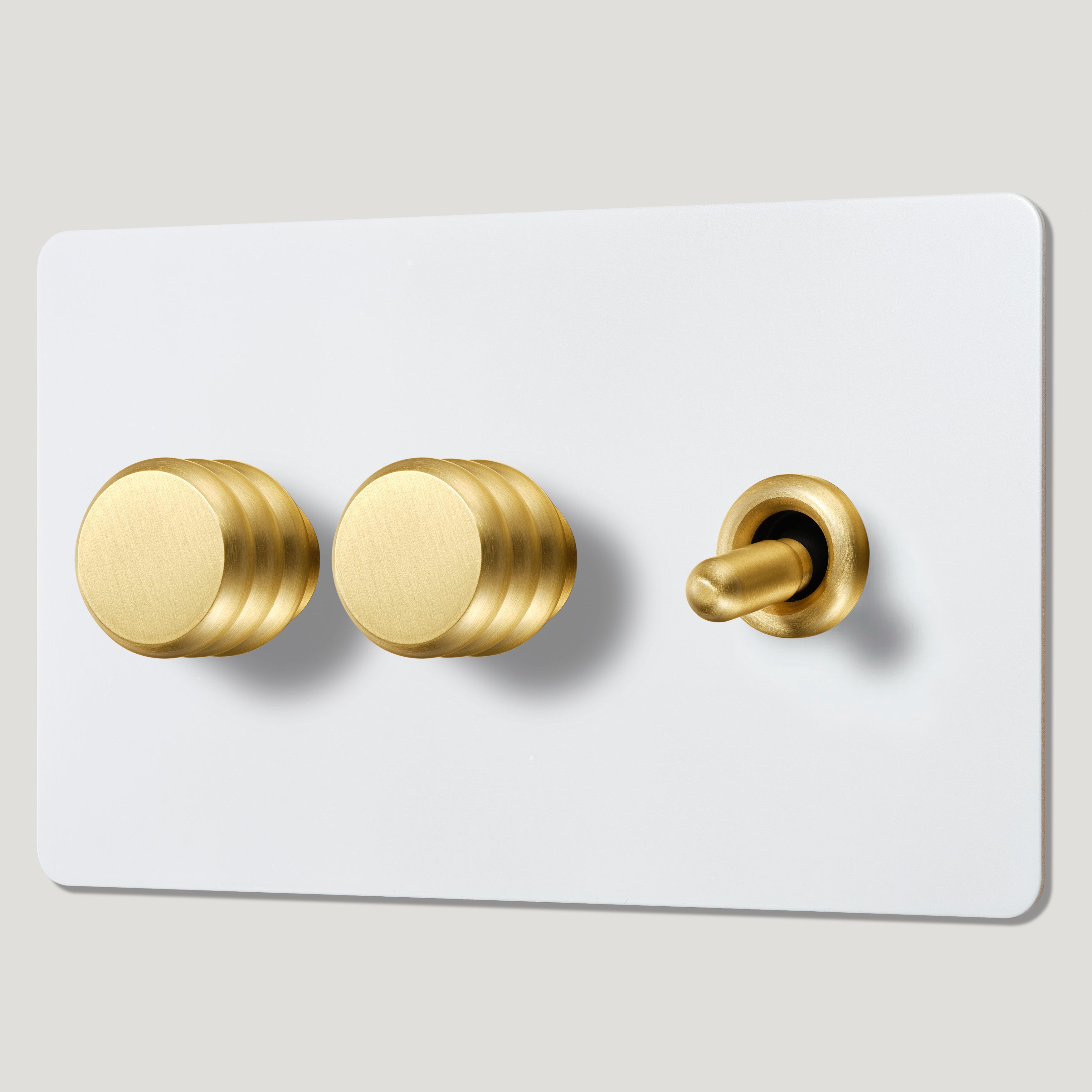Plank Hardware Electric ALVA 3G Paintable Mixed Switch 1Toggle/ 2Dimmer - Brass