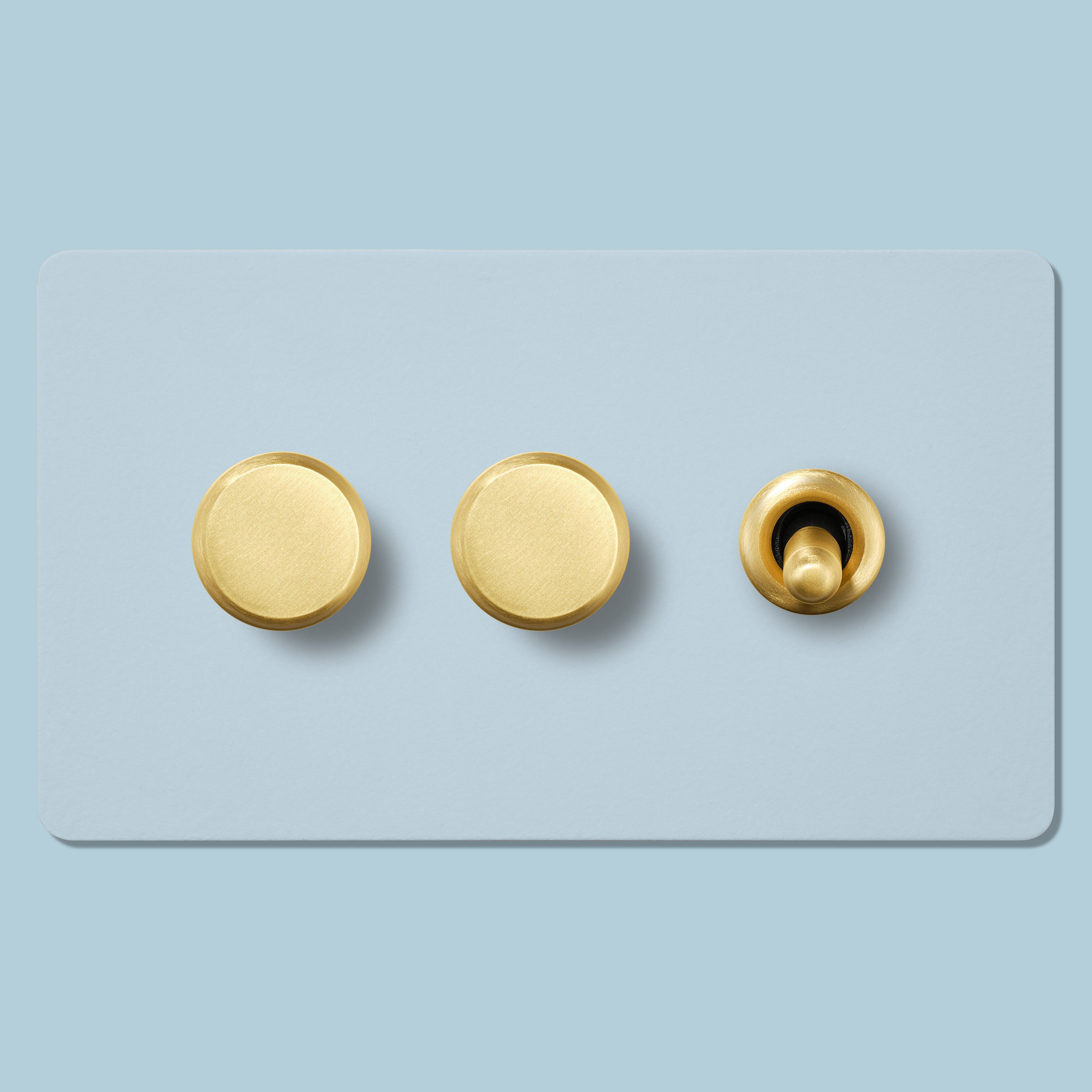 Plank Hardware Electric ALVA 3G Paintable Mixed Switch 1Toggle/ 2Dimmer - Brass
