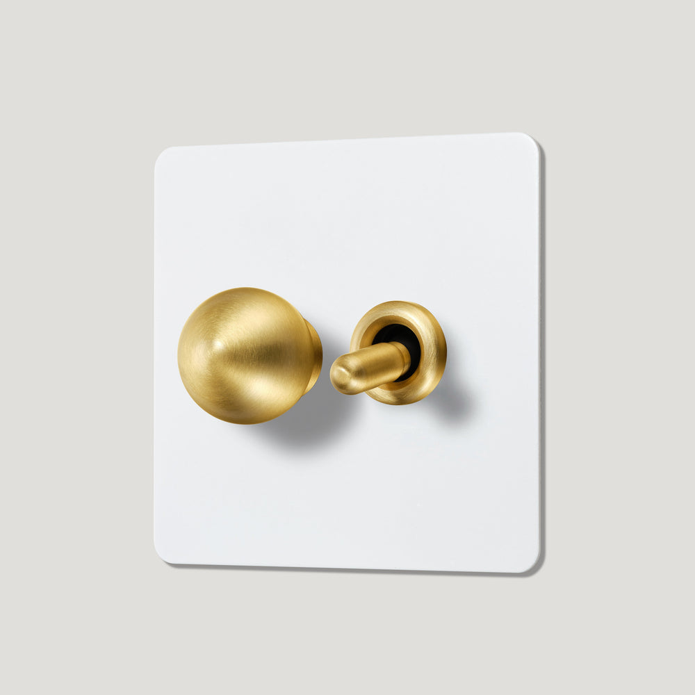 BOBBIN 2G Paintable Mixed Switch 1Toggle/ 1Dimmer - Brass