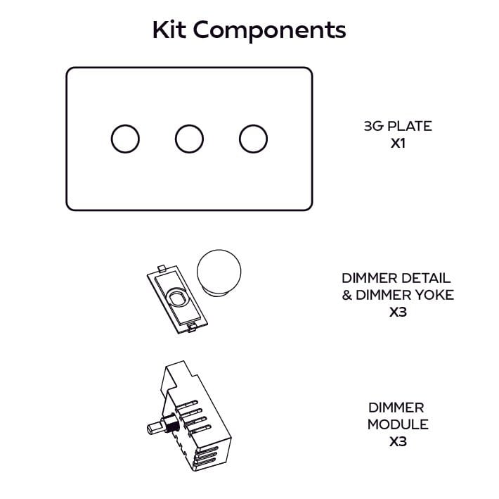 Plank Hardware Electric BOBBIN 3G Dimmer Switch - Brass