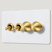 Plank Hardware Electric BOBBIN 4G Paintable Mixed Switch 2Toggle/ 2Dimmer - Brass