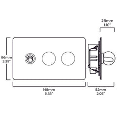 Plank Hardware Electric BOBBIN PALO 2G Mixed Switch 1 Toggle / 2 Dimmer - Brass