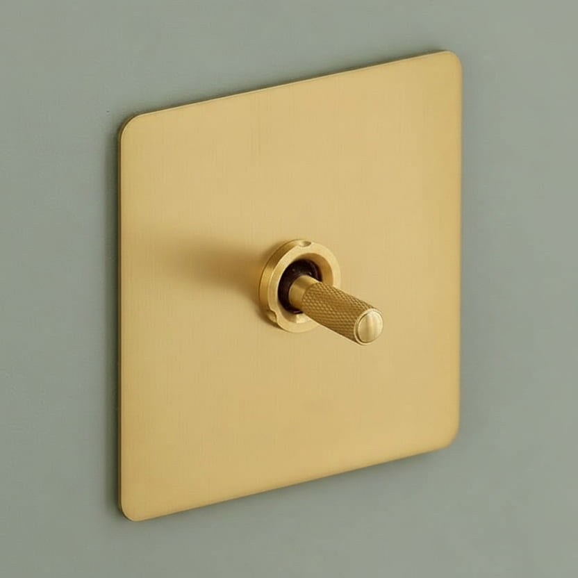 Plank Hardware Electric KEPLER 1G Knurled Toggle Light Switch - Brass