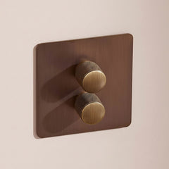 Plank Hardware Electric KEPLER 2G Knurled Dimmer Light Switch - Antique Brass