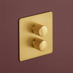 Plank Hardware Electric KEPLER 2G Knurled Dimmer Light Switch - Brass