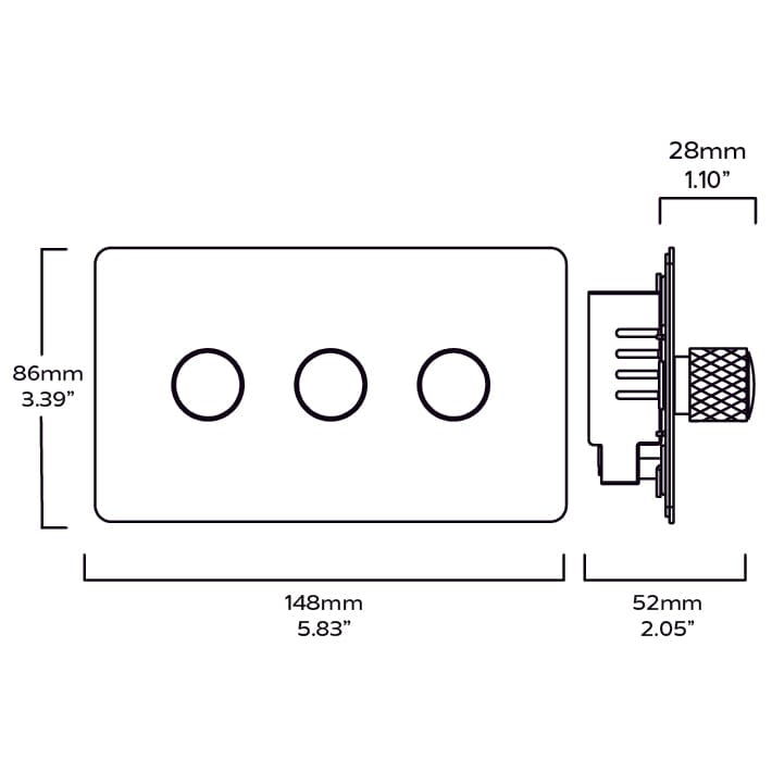 Plank Hardware Electric KEPLER 3G Knurled Dimmer - Antique Brass