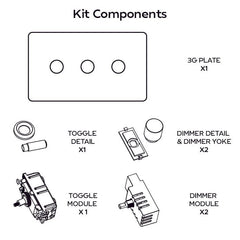 Plank Hardware Electric KEPLER 3G Knurled Mixed Switch 1 Toggle / 2 Dimmer - Antique Brass