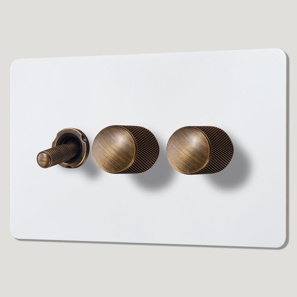 KEPLER 3G Paintable Mixed Switch 1Toggle/ 2Dimmer - Antique Brass