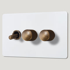 Plank Hardware Electric KEPLER 3G Paintable Mixed Switch 1Toggle/ 2Dimmer - Antique Brass