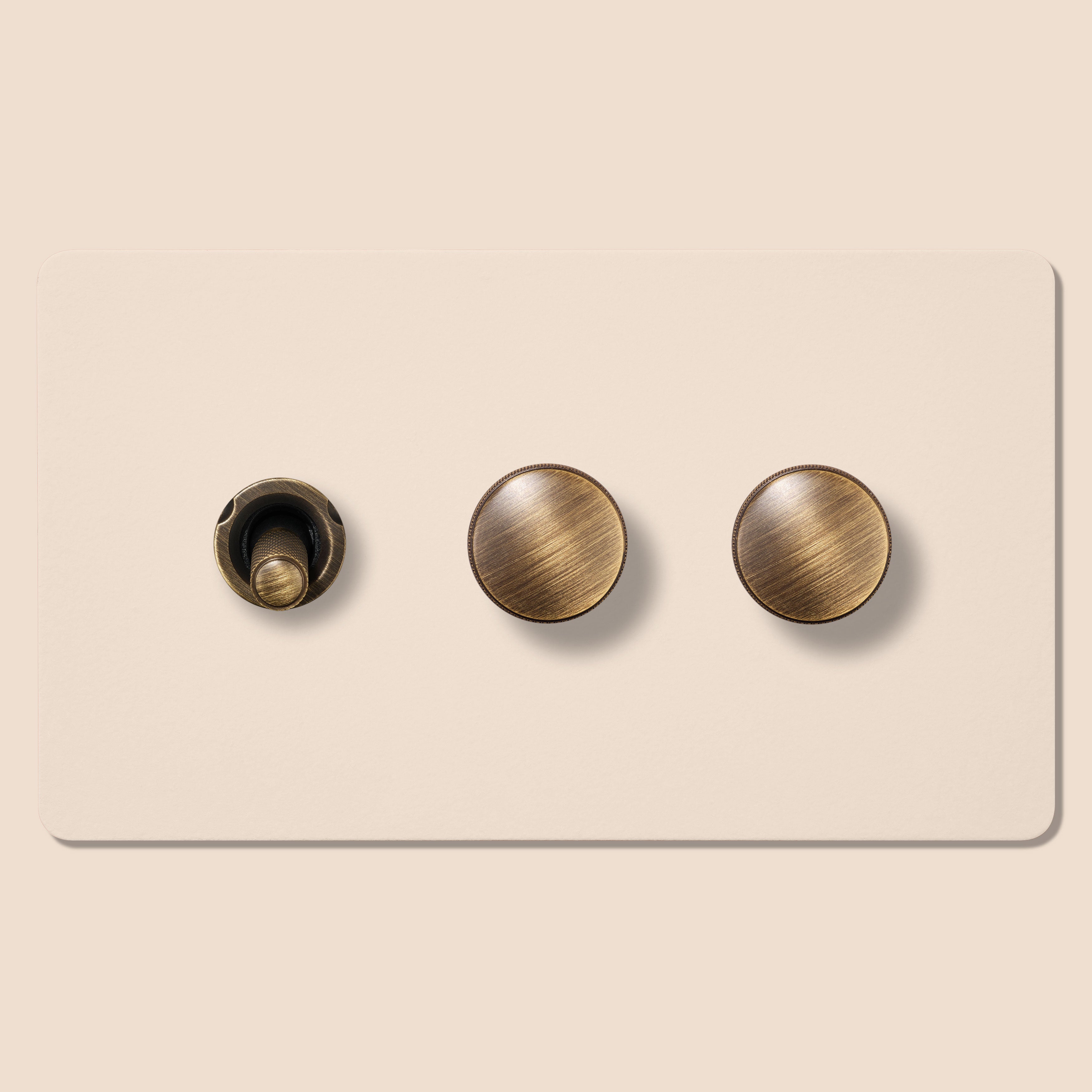 Plank Hardware Electric KEPLER 3G Paintable Mixed Switch 1Toggle/ 2Dimmer - Antique Brass
