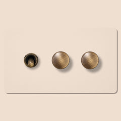 Plank Hardware Electric KEPLER 3G Paintable Mixed Switch 1Toggle/ 2Dimmer - Antique Brass