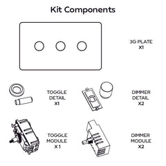 Plank Hardware Electric KEPLER 3G Paintable Mixed Switch 1Toggle/ 2Dimmer - Brass