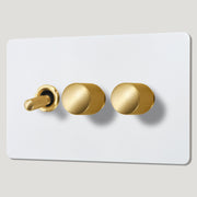 Plank Hardware Electric KEPLER 3G Paintable Mixed Switch 1Toggle/ 2Dimmer - Brass