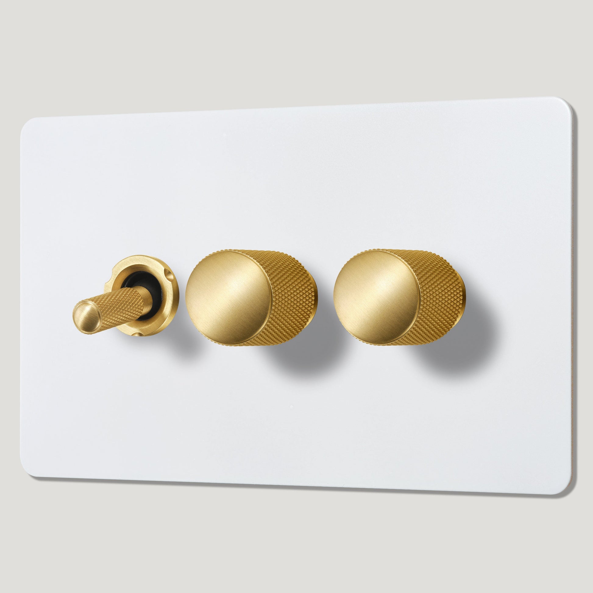 Plank Hardware Electric KEPLER 3G Paintable Mixed Switch 1Toggle/ 2Dimmer - Brass