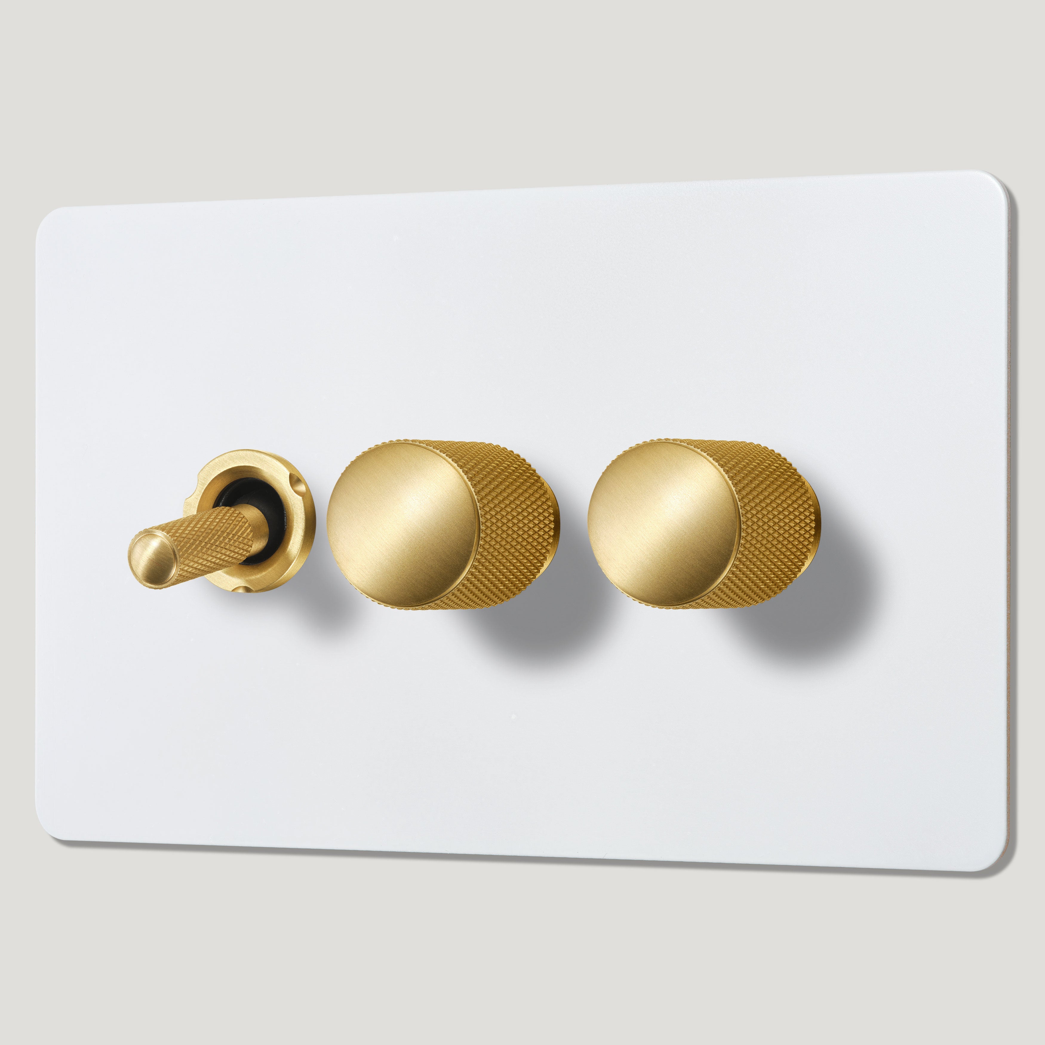 Plank Hardware Electric KEPLER 3G Paintable Mixed Switch 1Toggle/ 2Dimmer - Brass