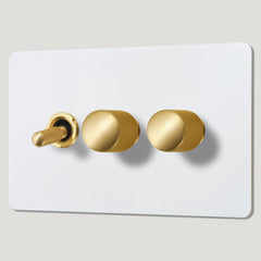 Plank Hardware Electric KEPLER 3G Paintable Mixed Switch 1Toggle/ 2Dimmer - Brass
