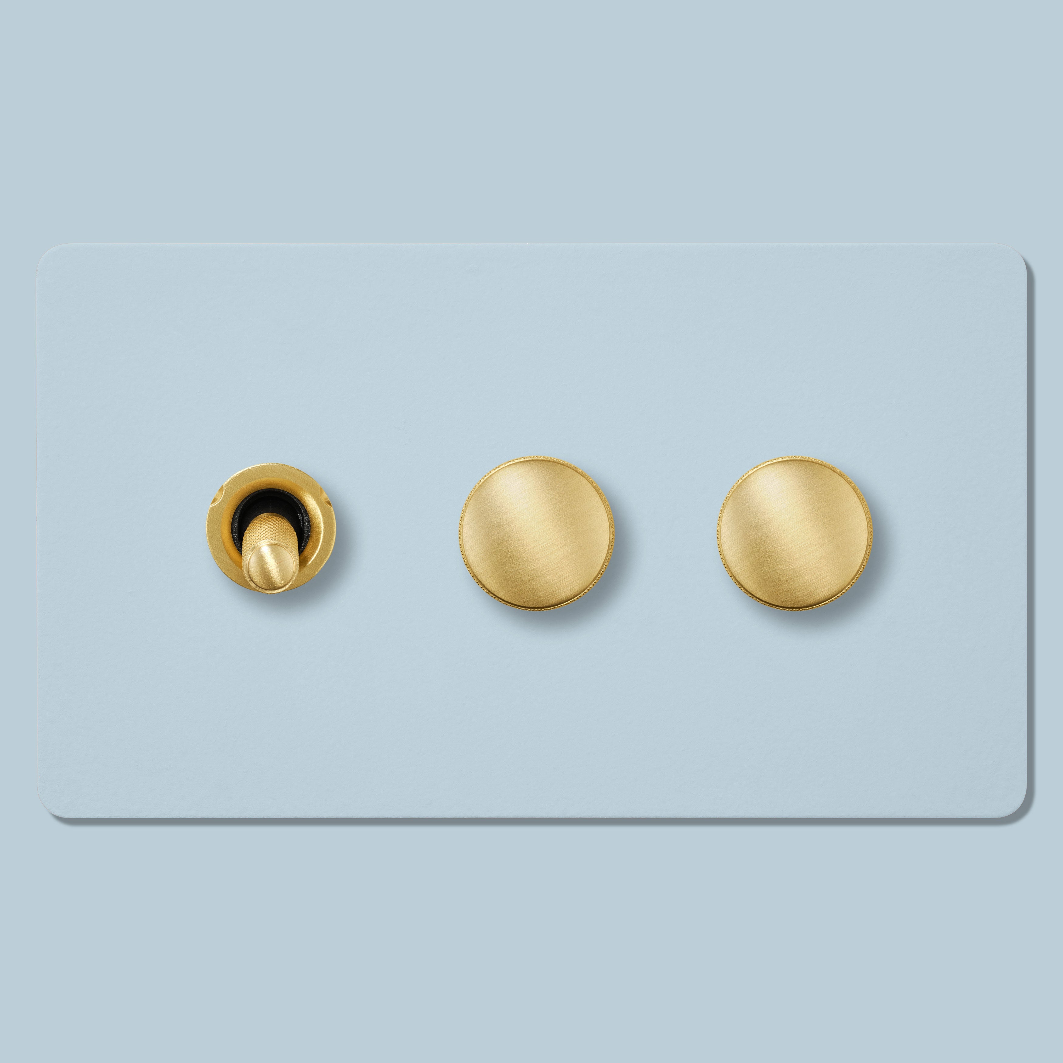Plank Hardware Electric KEPLER 3G Paintable Mixed Switch 1Toggle/ 2Dimmer - Brass