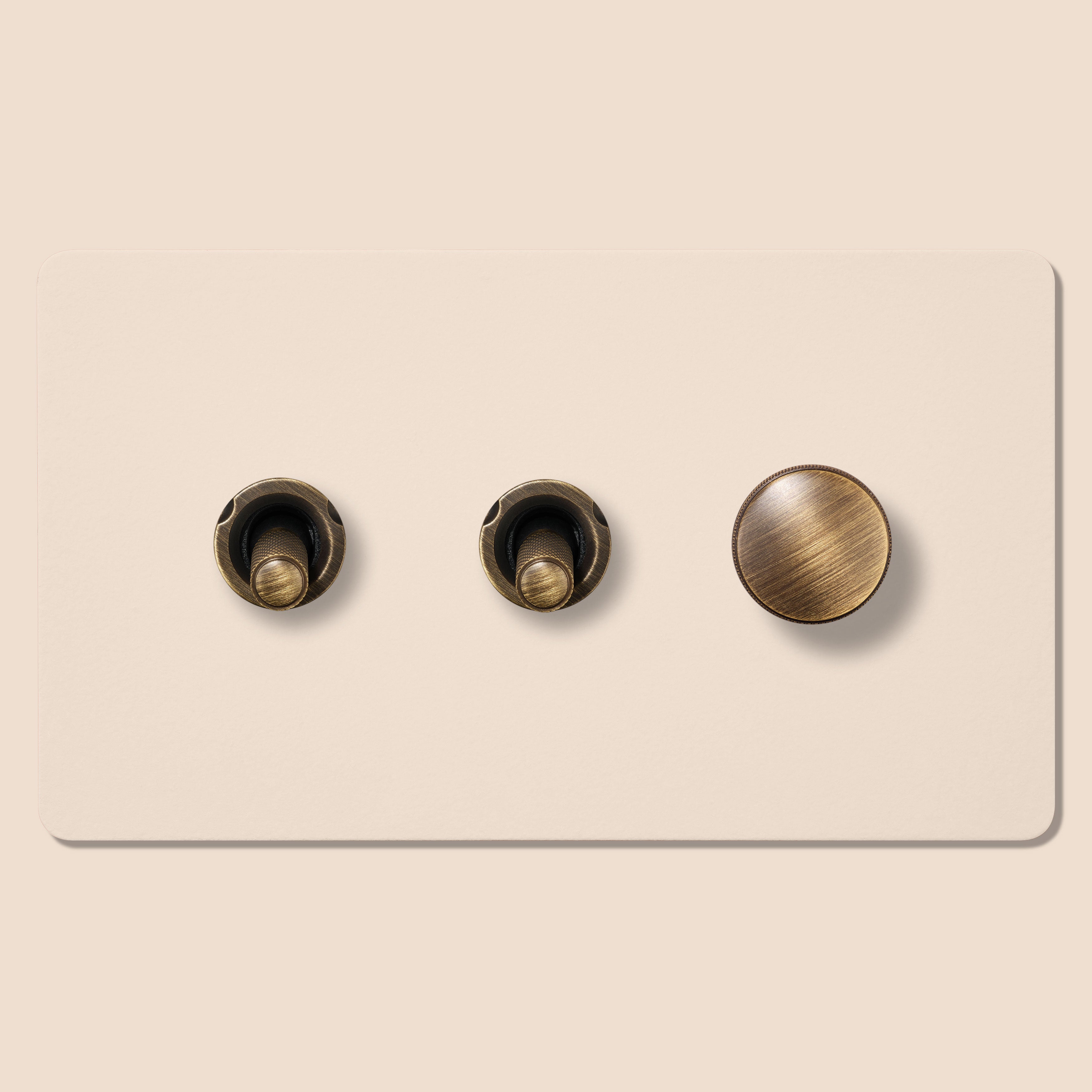 Plank Hardware Electric KEPLER 3G Paintable Mixed Switch 2Toggle/ 1Dimmer - Antique Brass