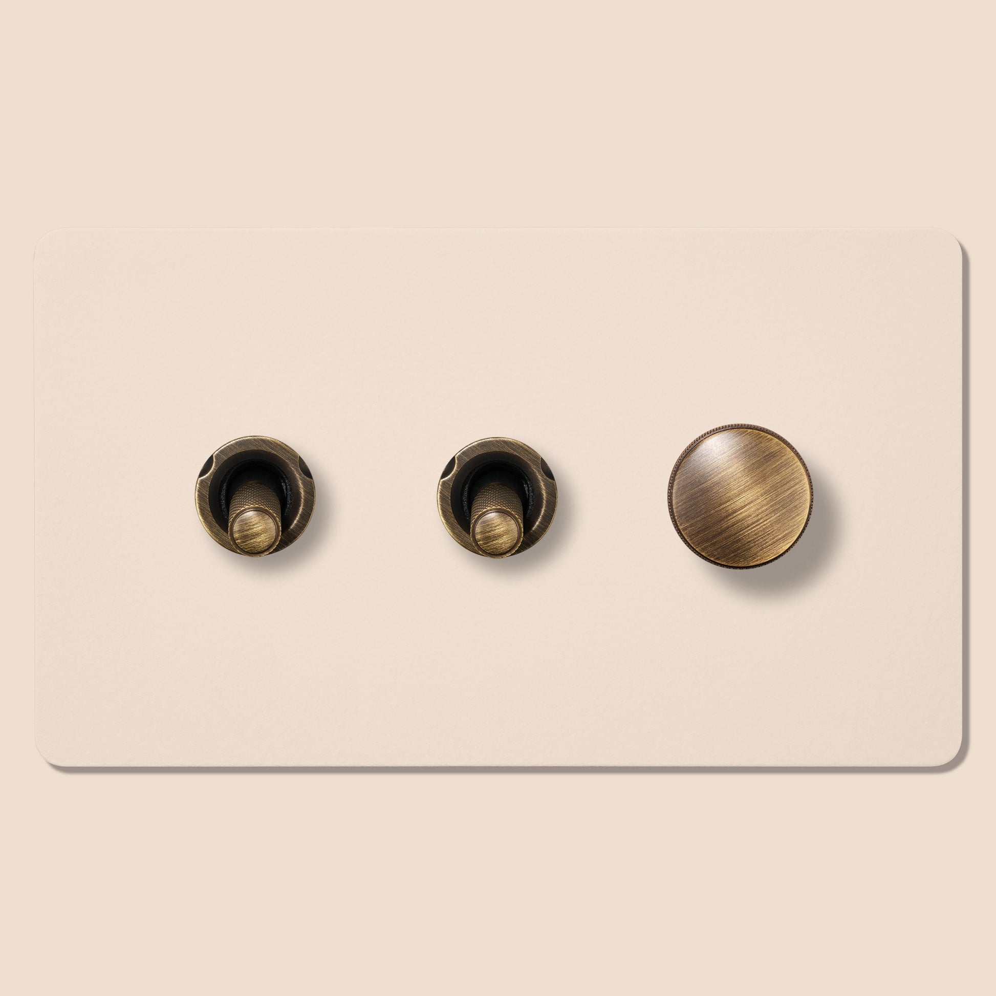 Plank Hardware Electric KEPLER 3G Paintable Mixed Switch 2Toggle/ 1Dimmer - Antique Brass