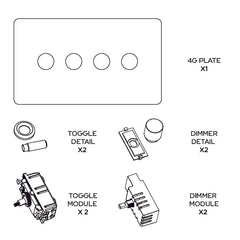 Plank Hardware Electric KEPLER 3G Paintable Mixed Switch 2Toggle/ 1Dimmer - Brass