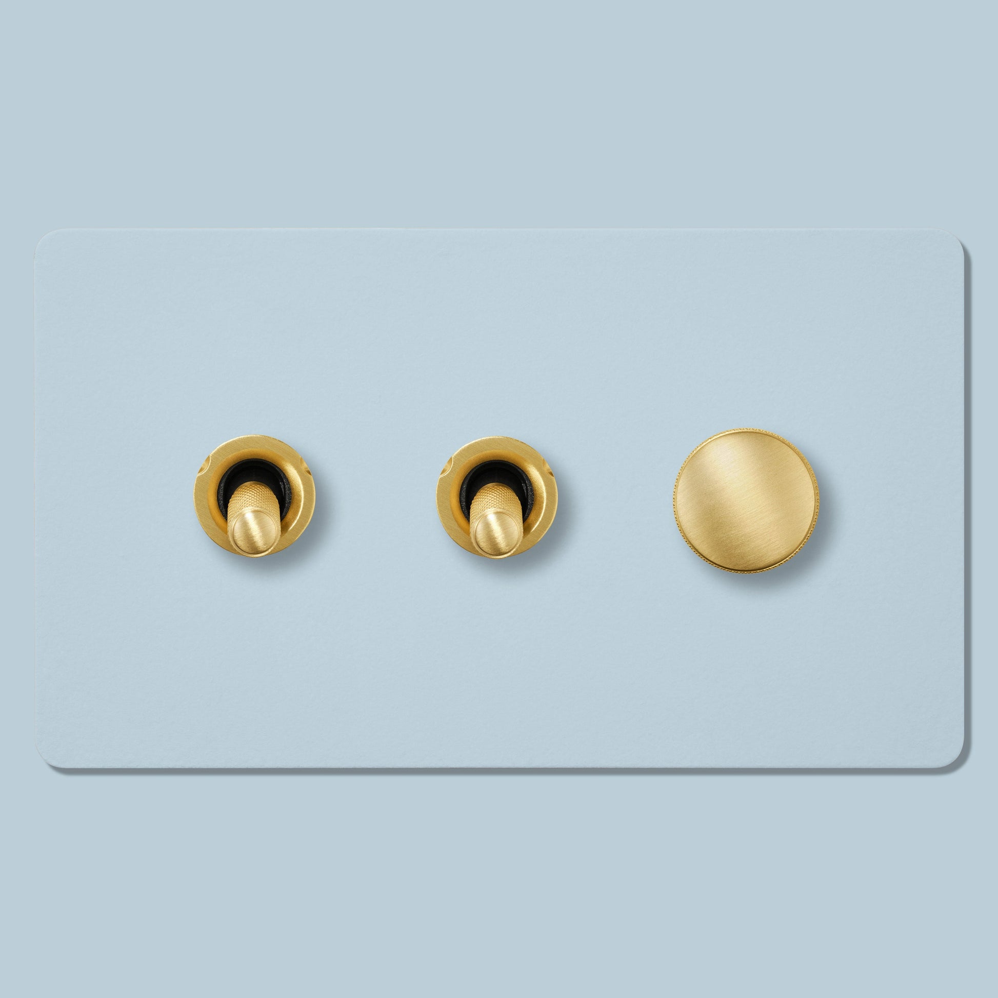 Plank Hardware Electric KEPLER 3G Paintable Mixed Switch 2Toggle/ 1Dimmer - Brass
