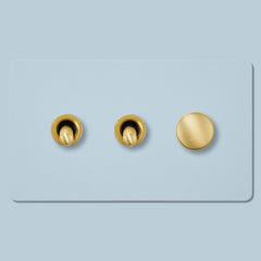 Plank Hardware Electric KEPLER 3G Paintable Mixed Switch 2Toggle/ 1Dimmer - Brass