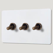 Plank Hardware Electric KEPLER 3G Paintable Toggle Switch - Antique Brass