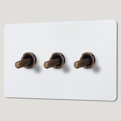 Plank Hardware Electric KEPLER 3G Paintable Toggle Switch - Antique Brass
