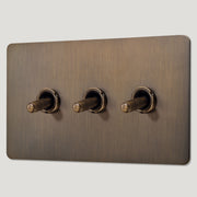 Plank Hardware Electric KEPLER 3G Two Way Knurled Toggle Switch - Antique Brass