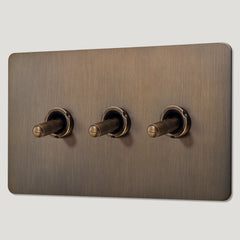 KEPLER 3G Two Way Knurled Toggle Light Switch - Antique Brass