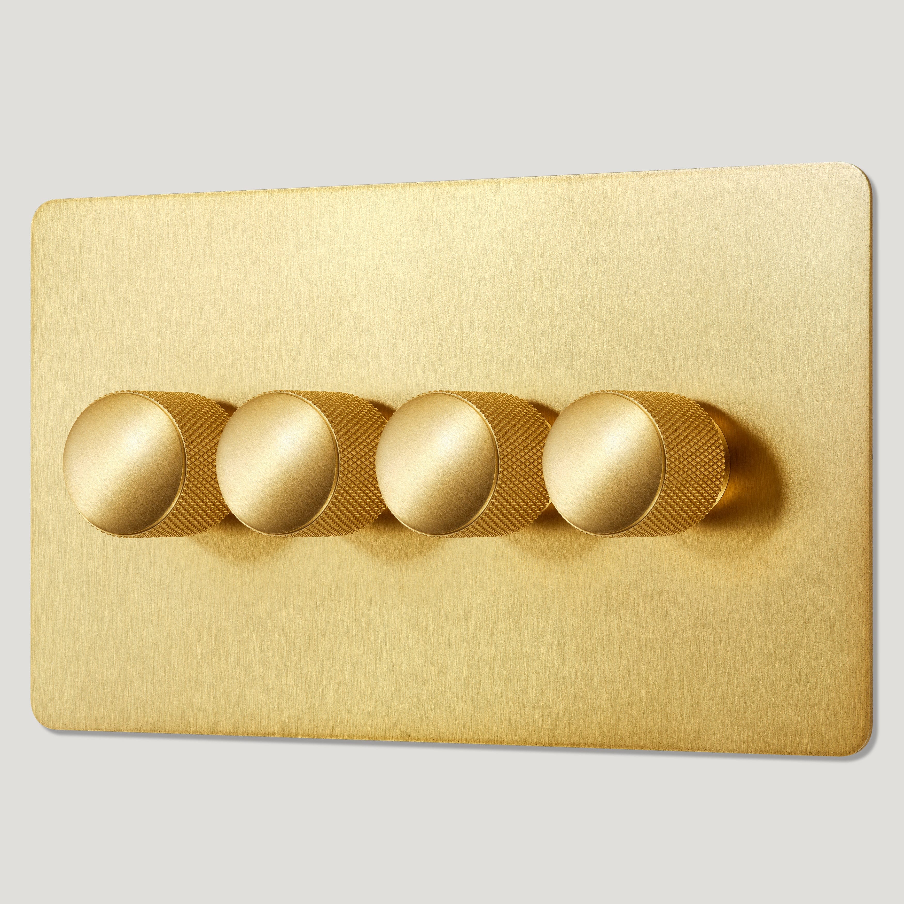 Plank Hardware Electric KEPLER 4G Knurled Dimmer - Brass