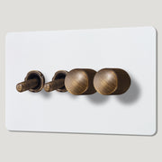 Plank Hardware Electric KEPLER 4G Paintable Mixed Switch 2Toggle/ 2Dimmer - Antique Brass