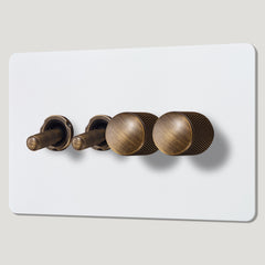 Plank Hardware Electric KEPLER 4G Paintable Mixed Switch 2Toggle/ 2Dimmer - Antique Brass