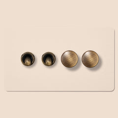 Plank Hardware Electric KEPLER 4G Paintable Mixed Switch 2Toggle/ 2Dimmer - Antique Brass