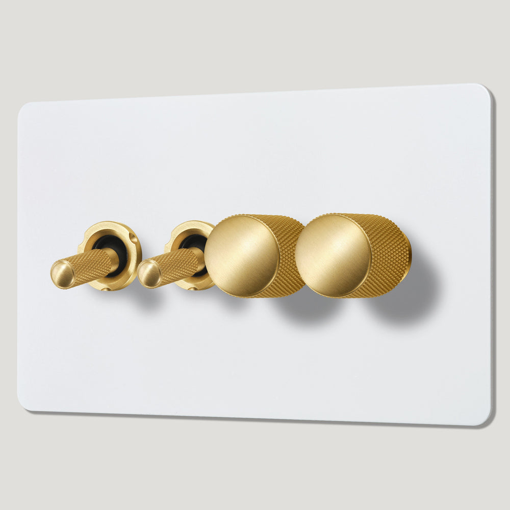 KEPLER 4G Paintable Mixed Switch 2Toggle/ 2Dimmer - Brass