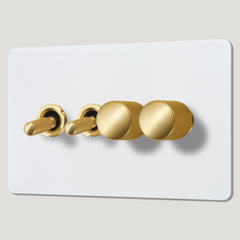 Plank Hardware Electric KEPLER 4G Paintable Mixed Switch 2Toggle/ 2Dimmer - Brass