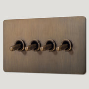 Plank Hardware Electric KEPLER 4G Two Way Knurled Toggle Switch - Antique Brass