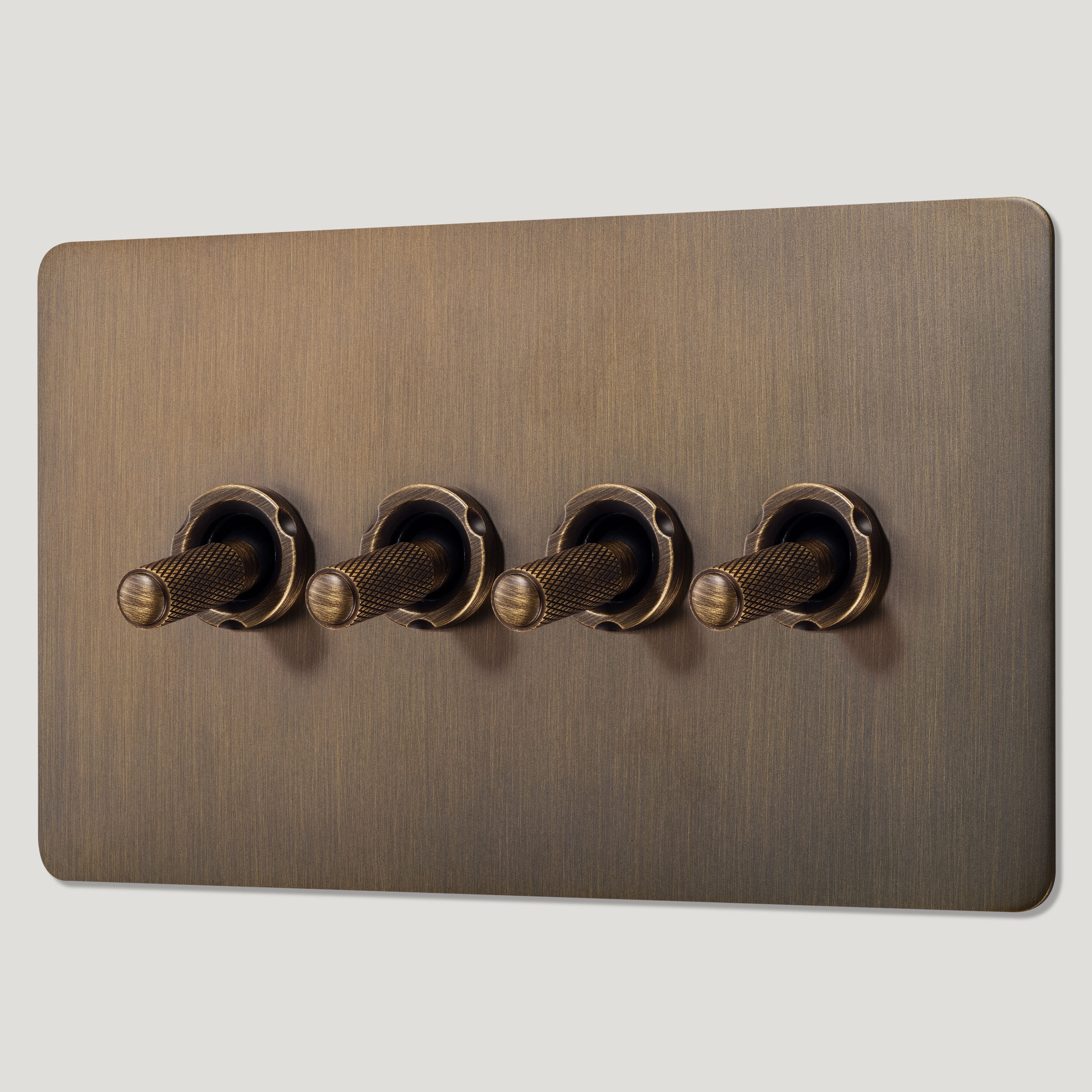 Plank Hardware Electric KEPLER 4G Two Way Knurled Toggle Switch - Antique Brass