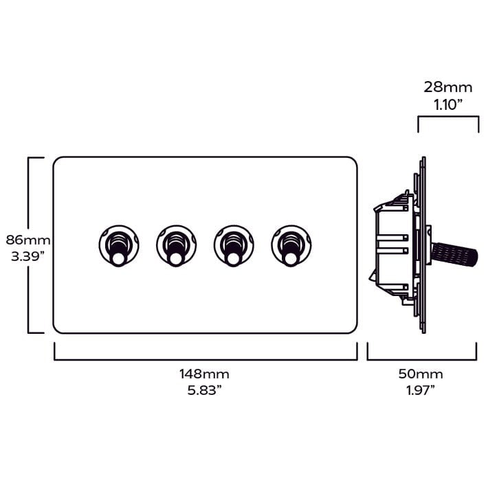Plank Hardware Electric KEPLER 4G Two Way Knurled Toggle Switch - Antique Brass