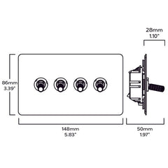 Plank Hardware Electric KEPLER 4G Two Way Knurled Toggle Switch - Antique Brass