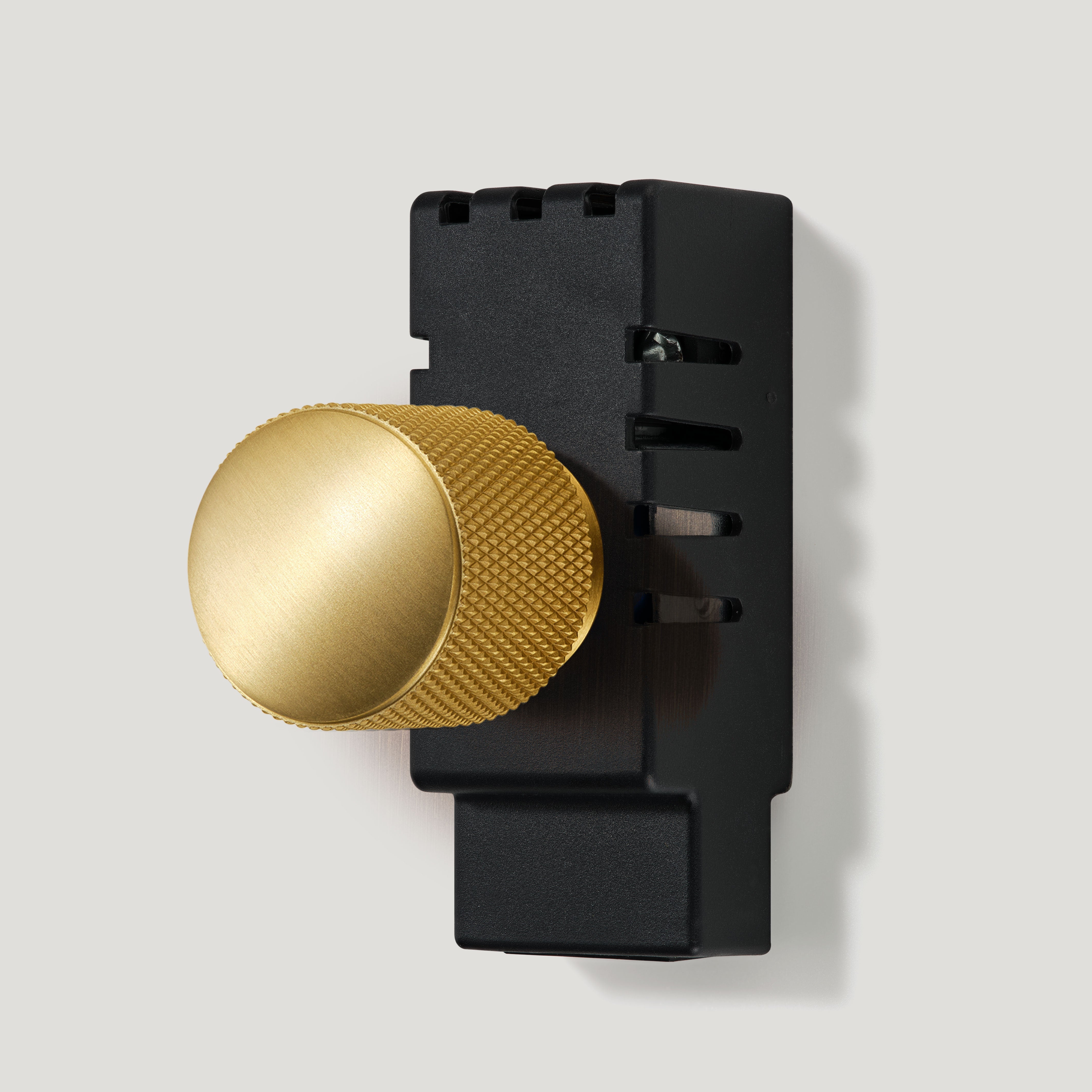 Plank Hardware Electric KEPLER Knurled Universal Dimmer Detail with Module - Brass