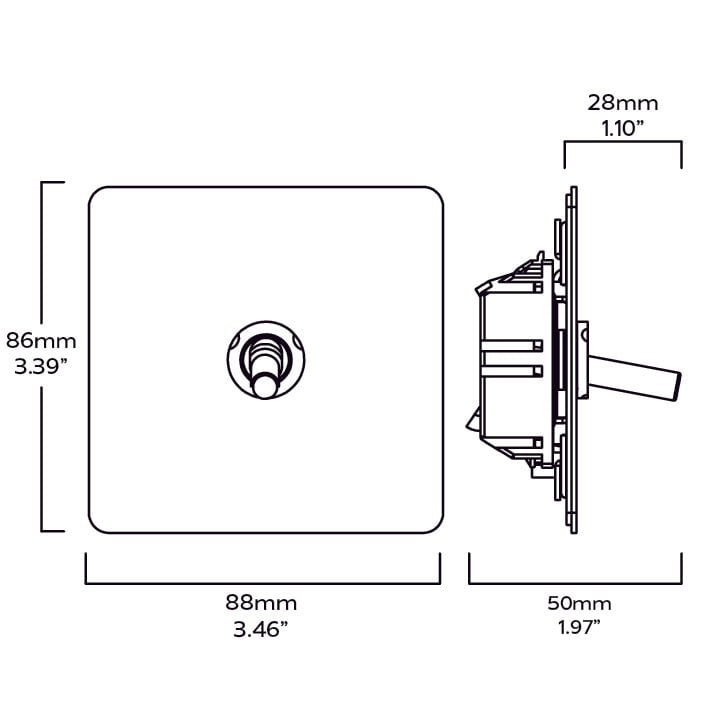 Plank Hardware Electric MAXWELL 1G Smooth Toggle Switch - Brass