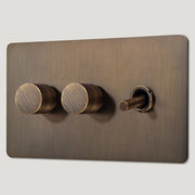 Plank Hardware Electric MAXWELL 3G Smooth Mixed Switch 1 Toggle / 2 Dimmer - Antique Brass